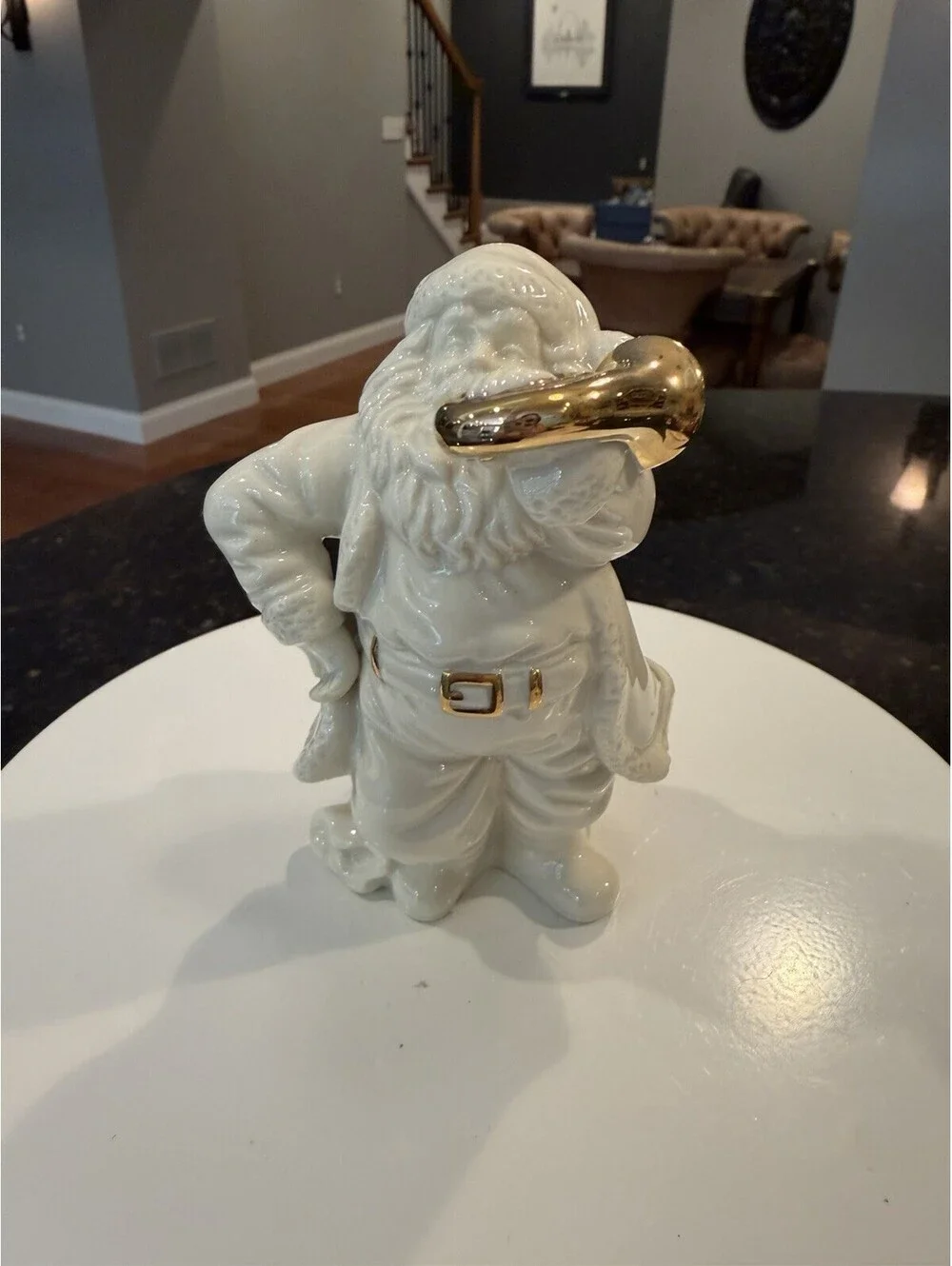 Vtg Lenox Santa’s With Gold Trim Handcrafted By Lennox Set Of 2 EUC